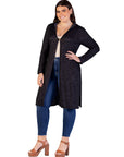 Plus Size Knee Length Long Sleeve Hooded Womens Cardigan Shrug