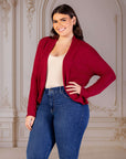 Plus Size Curved Hem Open Front Long Womens Bolero Shrug