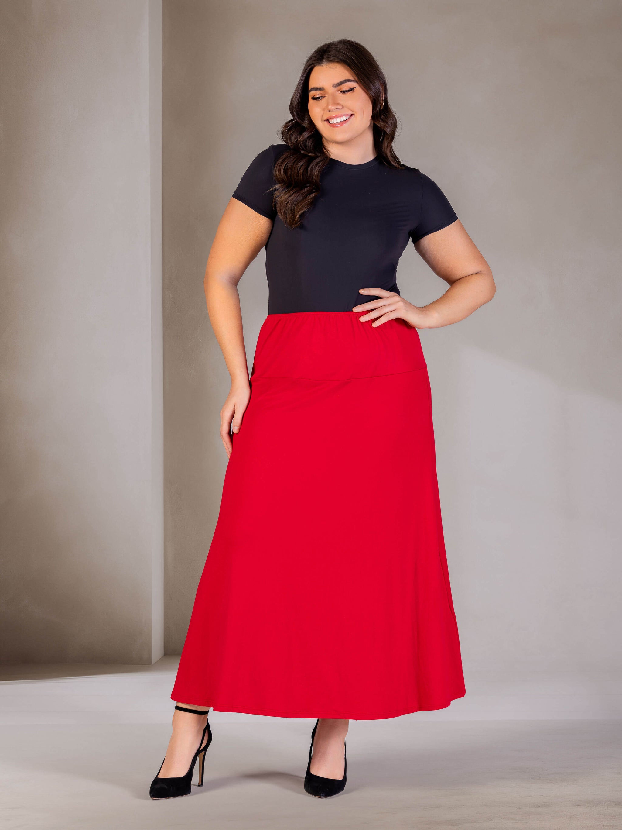 Women's plus size elastic waist skirts sales