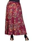 Plus Size Wine Print Elastic Waist A Line Maxi Skirt