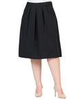 Classic Plus Size Knee Length Black Skirt With Pockets