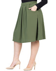Classic Plus Size Knee Length Black Skirt With Pockets