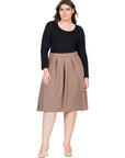 Classic Plus Size Knee Length Black Skirt With Pockets