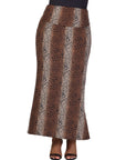 Plus Size Animal Print Foldover Waist Maxi Skirt