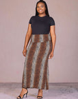 Plus Size Animal Print Foldover Waist Maxi Skirt
