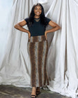 Plus Size Animal Print Foldover Waist Maxi Skirt