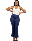 Black Bell Bottom Foldover Waist Plus Size Sweatpants