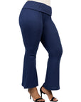 Black Bell Bottom Foldover Waist Plus Size Sweatpants