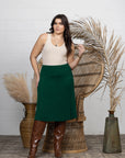 A Line Elastic Waist Knee Length Plus size Skirt