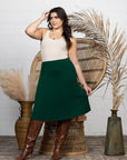 A Line Elastic Waist Knee Length Plus size Skirt