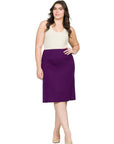A Line Elastic Waist Knee Length Plus size Skirt