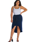 Solid Color Knee Length Plus Size Tulip Skirt