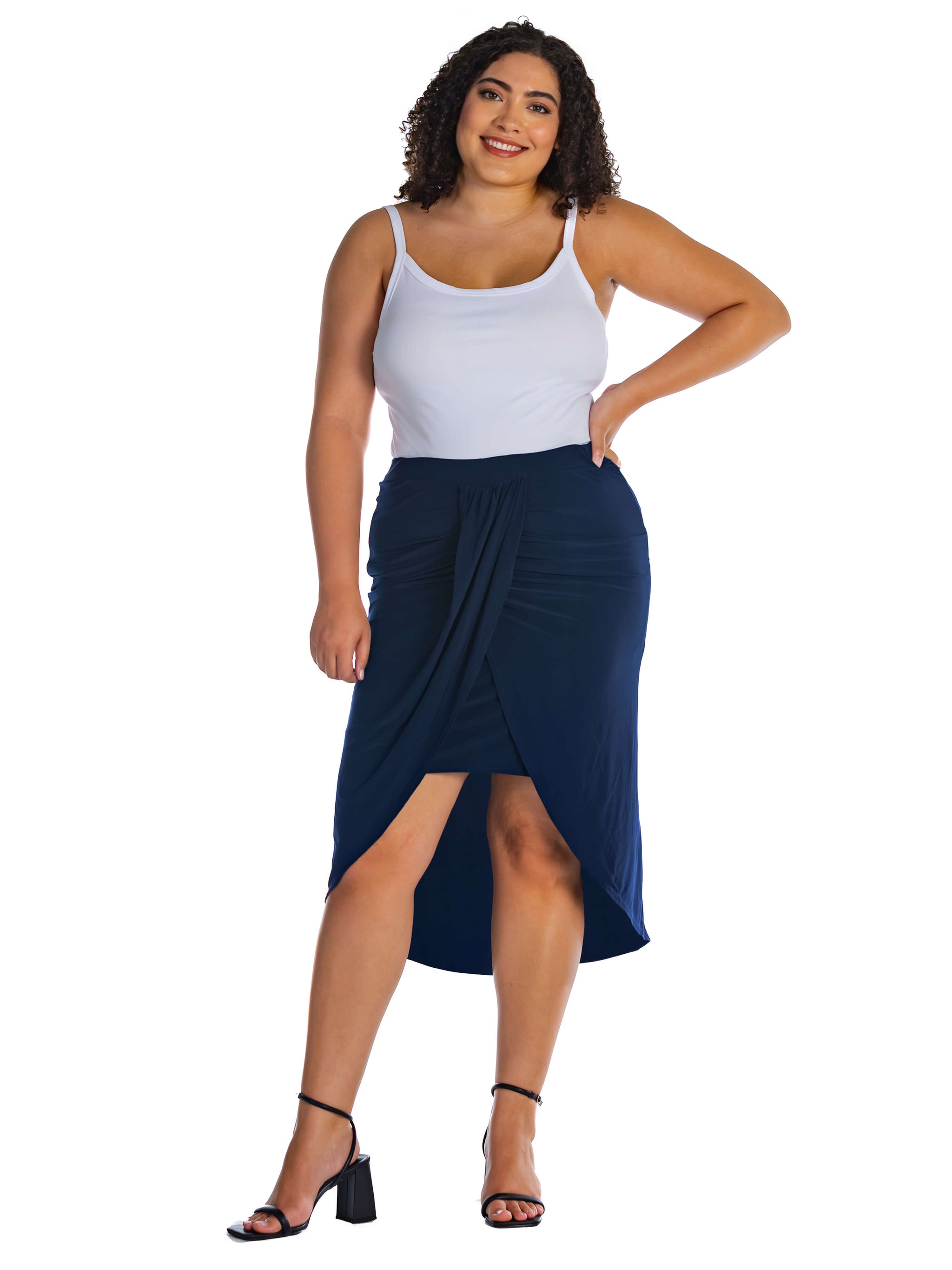 Solid Color Knee Length Plus Size Tulip Skirt – 24seven