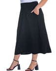 Foldover Plus Size Maxi Skirt With Pockets