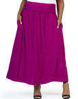 Foldover Plus Size Maxi Skirt With Pockets