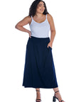 Foldover Plus Size Maxi Skirt With Pockets