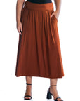 Foldover Plus Size Maxi Skirt With Pockets
