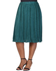 Plus Size Elegant Accordion Pleated Elastic Waistband Party Midi Skirt