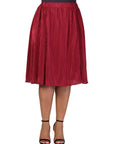 Plus Size Elegant Accordion Pleated Elastic Waistband Party Midi Skirt
