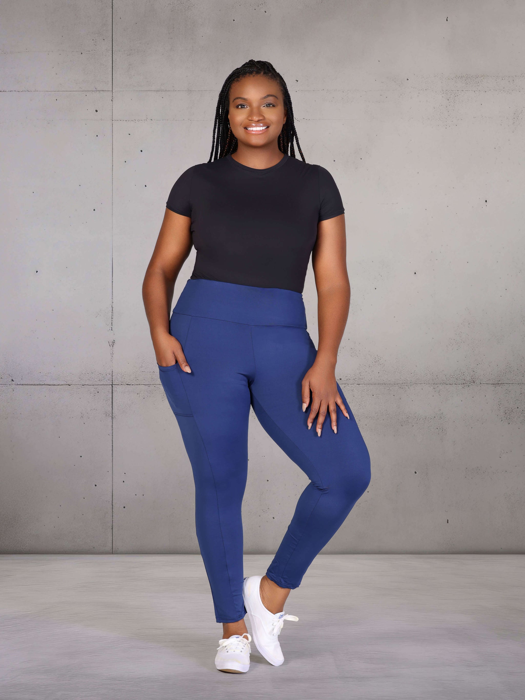 24seven Comfort Apparel Plus Size Side Pocket Ankle Length Yoga