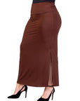 Plus Size Versatile Side Slit Elastic Waist Maxi Skirt