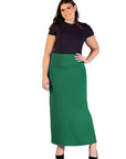 Plus Size Versatile Side Slit Elastic Waist Maxi Skirt