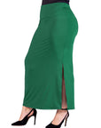 Plus Size Versatile Side Slit Elastic Waist Maxi Skirt