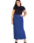 Plus Size Versatile Side Slit Elastic Waist Maxi Skirt