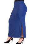 Plus Size Versatile Side Slit Elastic Waist Maxi Skirt