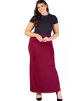 Plus Size Versatile Side Slit Elastic Waist Maxi Skirt