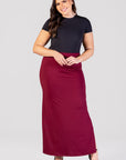 Plus Size Versatile Side Slit Elastic Waist Maxi Skirt