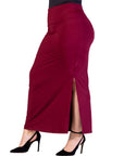 Plus Size Versatile Side Slit Elastic Waist Maxi Skirt