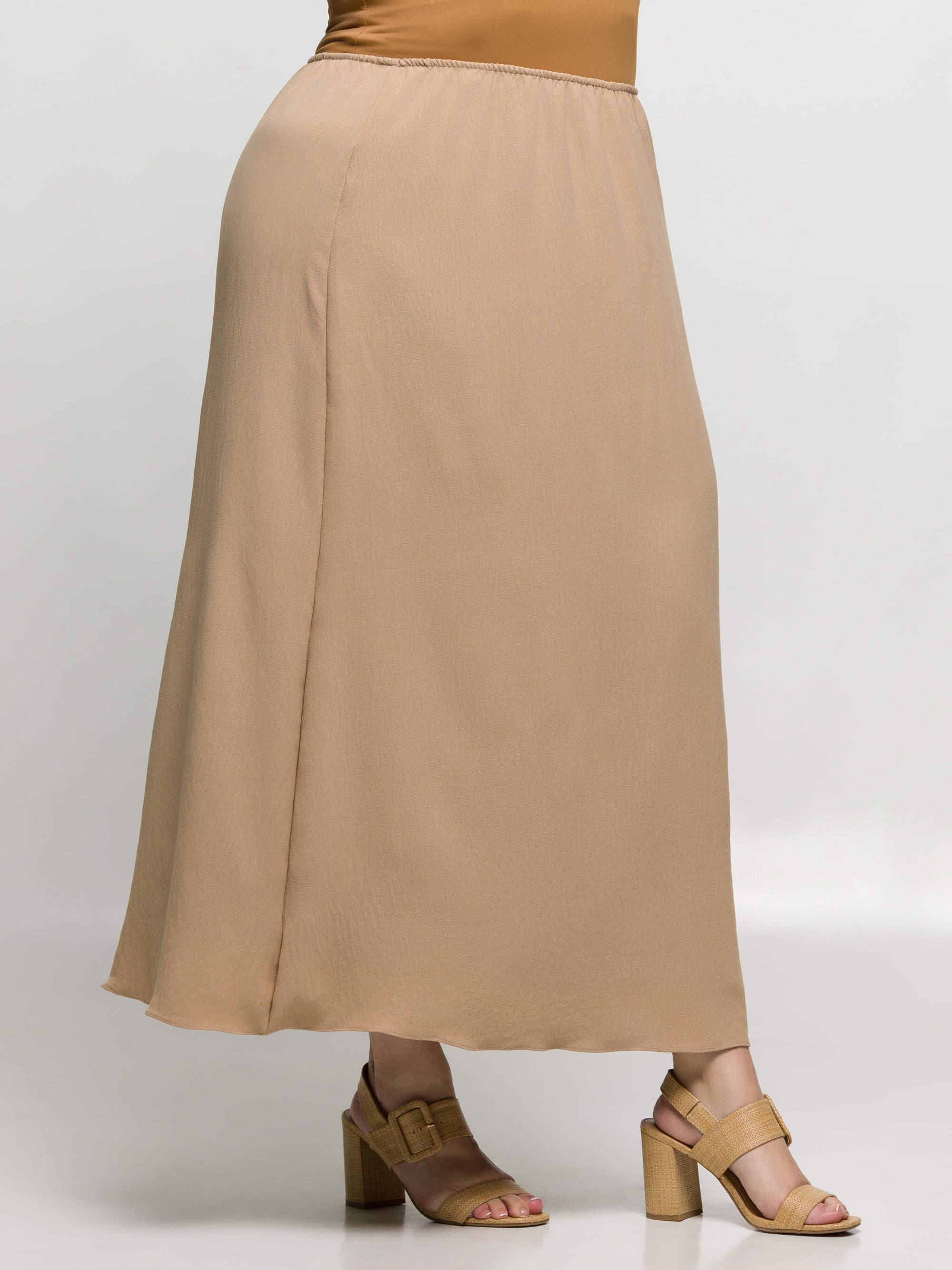 24seven Comfort Apparel Plus Size Elastic Waist A Line Maxi Skirt