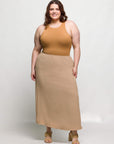 24seven Comfort Apparel Plus Size Elastic Waist A Line Maxi Skirt