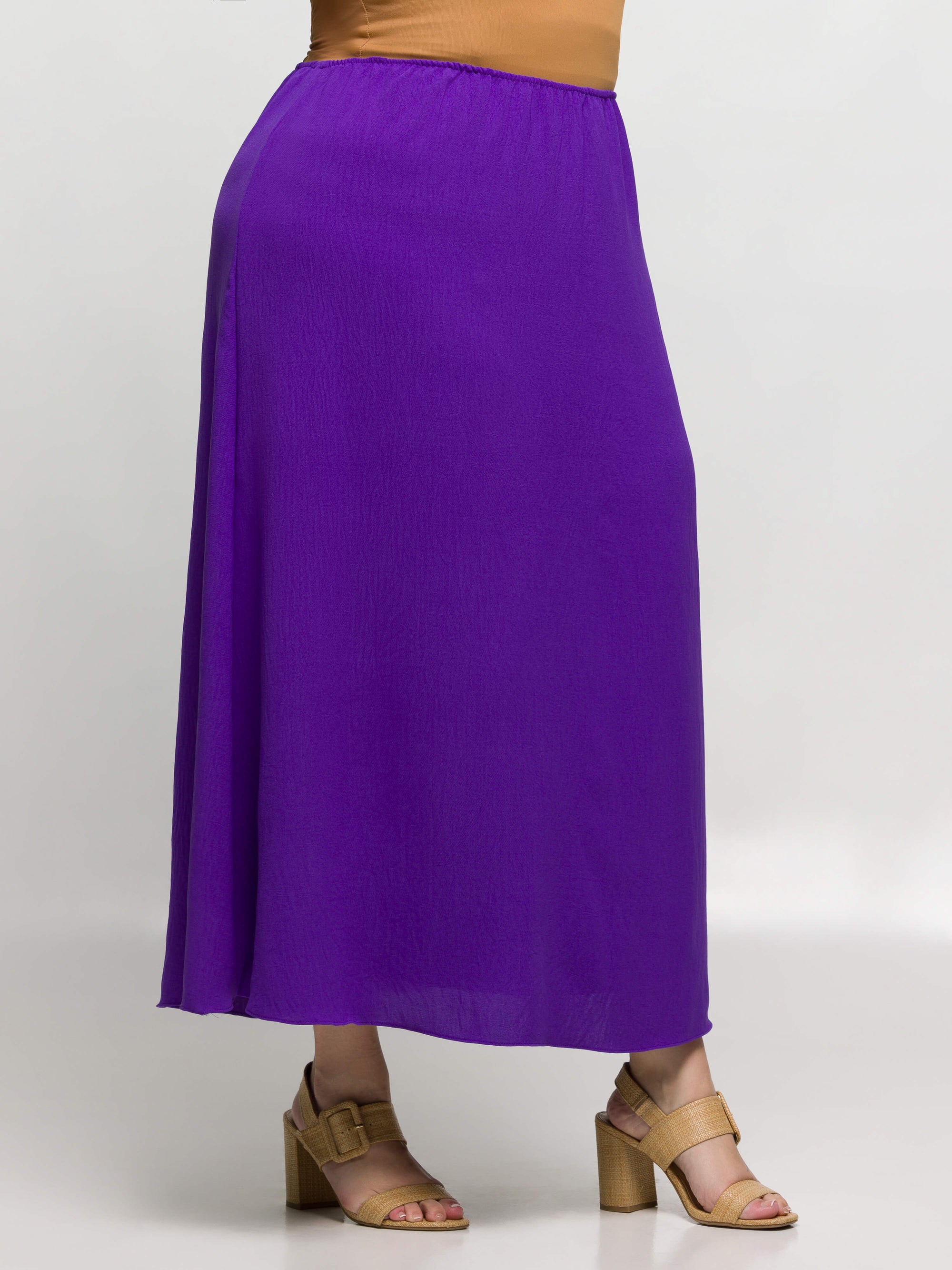 24seven Comfort Apparel Plus Size Elastic Waist A Line Maxi Skirt