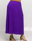 24seven Comfort Apparel Plus Size Elastic Waist A Line Maxi Skirt