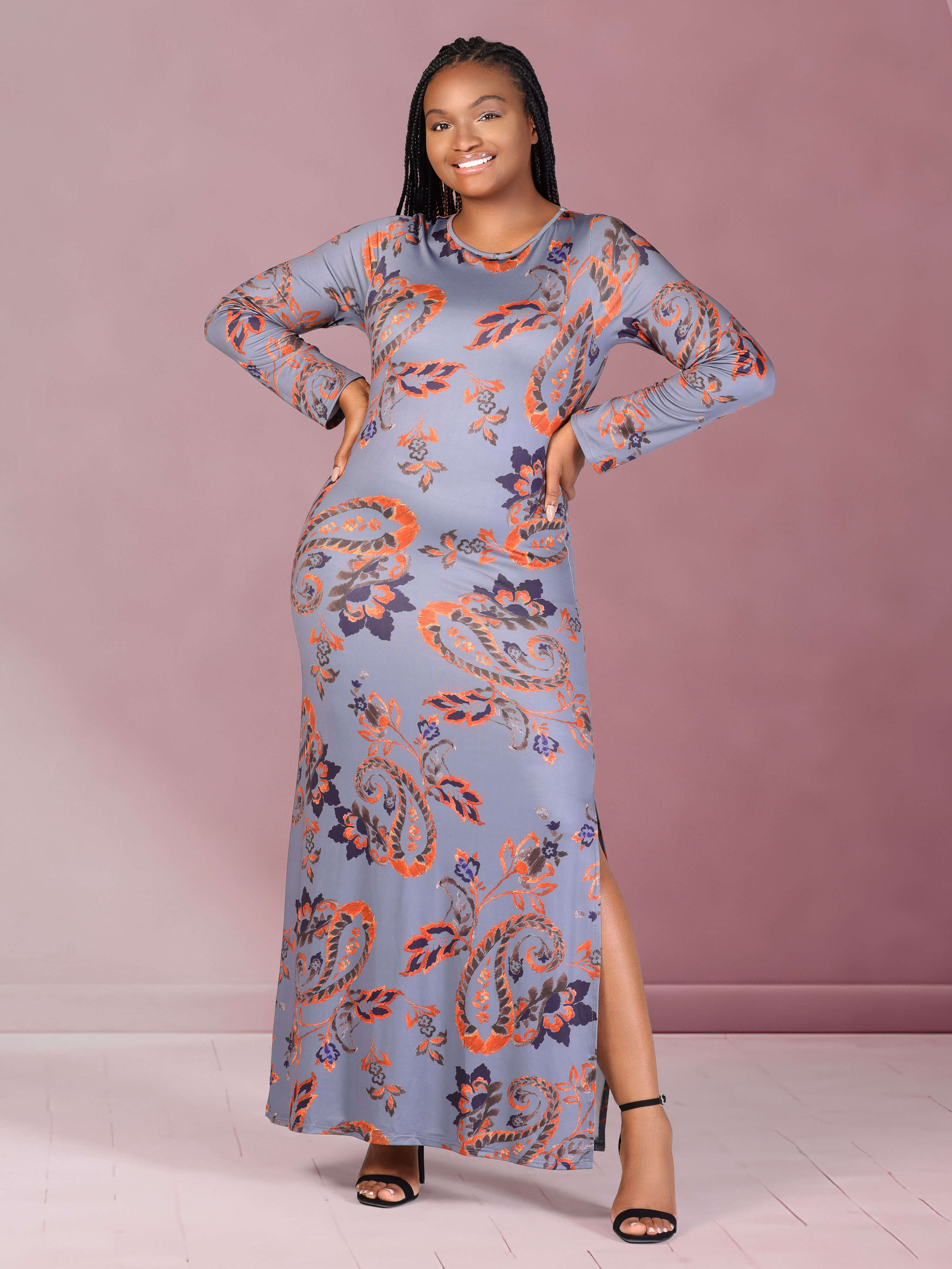 Grey slit dress outlet