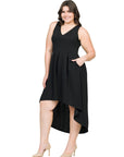 High Low Plus Size Party Dress with Pockets