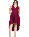 High Low Plus Size Party Dress with Pockets