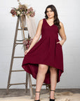 High Low Plus Size Party Dress with Pockets