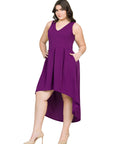 High Low Plus Size Party Dress with Pockets