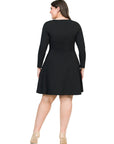 Long Sleeve Knee Length Plus Size Skater Dress