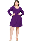 Long Sleeve Knee Length Plus Size Skater Dress