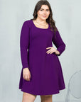 Long Sleeve Knee Length Plus Size Skater Dress