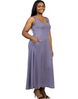 Sleeveless Tank Plus Size Maxi Dress with Pockets
