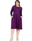 Long Sleeve Fit and Flare Plus Size Midi Dress