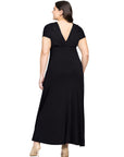 Empire Waist V Neck Plus Size Maxi Dress