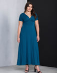 Empire Waist V Neck Plus Size Maxi Dress
