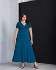 Empire Waist V Neck Plus Size Maxi Dress