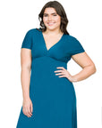Empire Waist V Neck Plus Size Maxi Dress